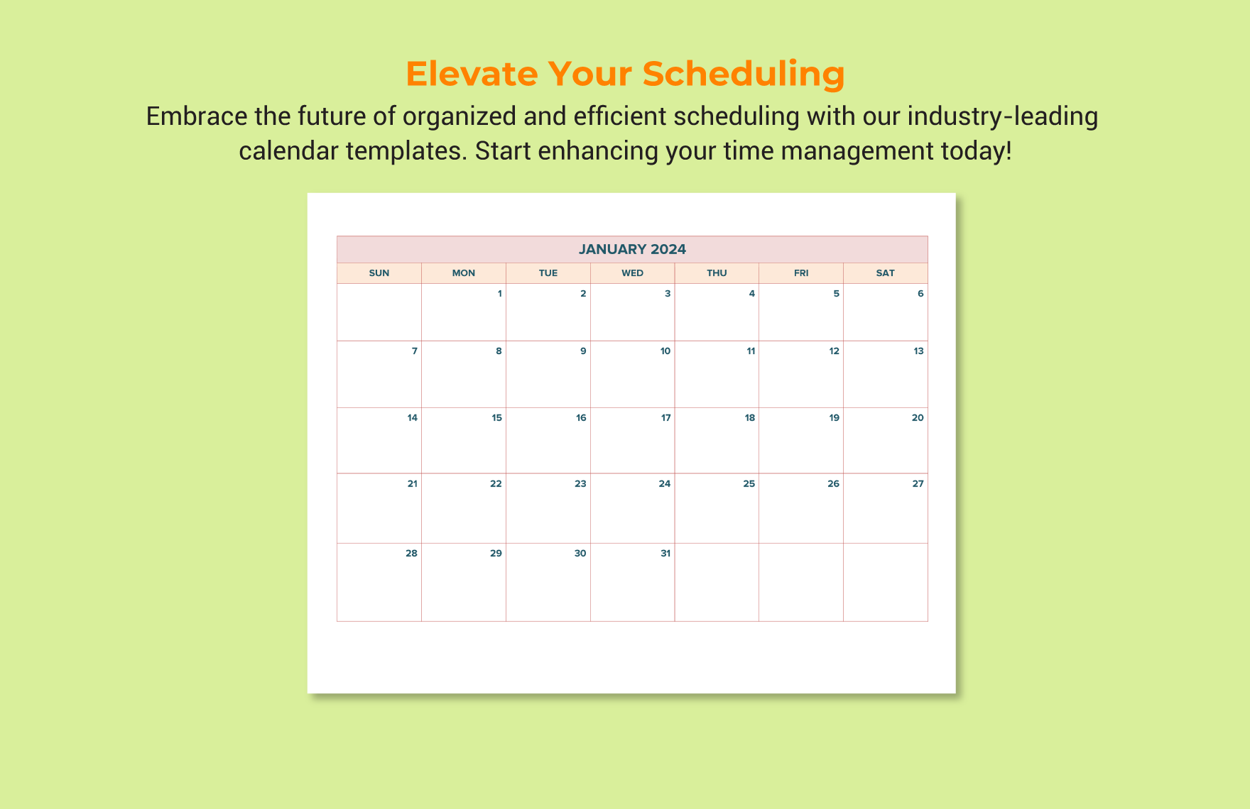 Basic Calendar Template