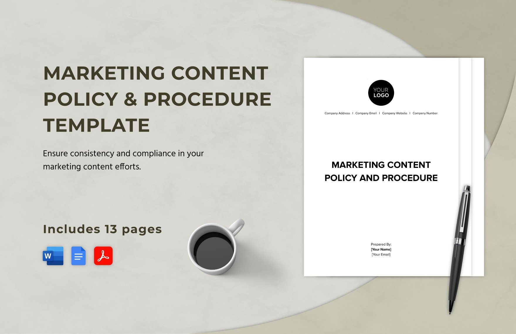Marketing Content Policy & Procedure Template in Word, Google Docs, PDF