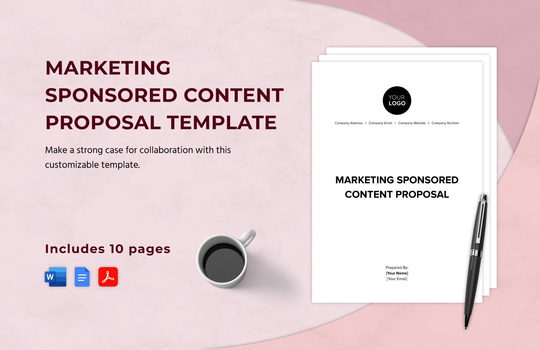 Marketing Sponsored Content Proposal Template in Word, Google Docs, PDF