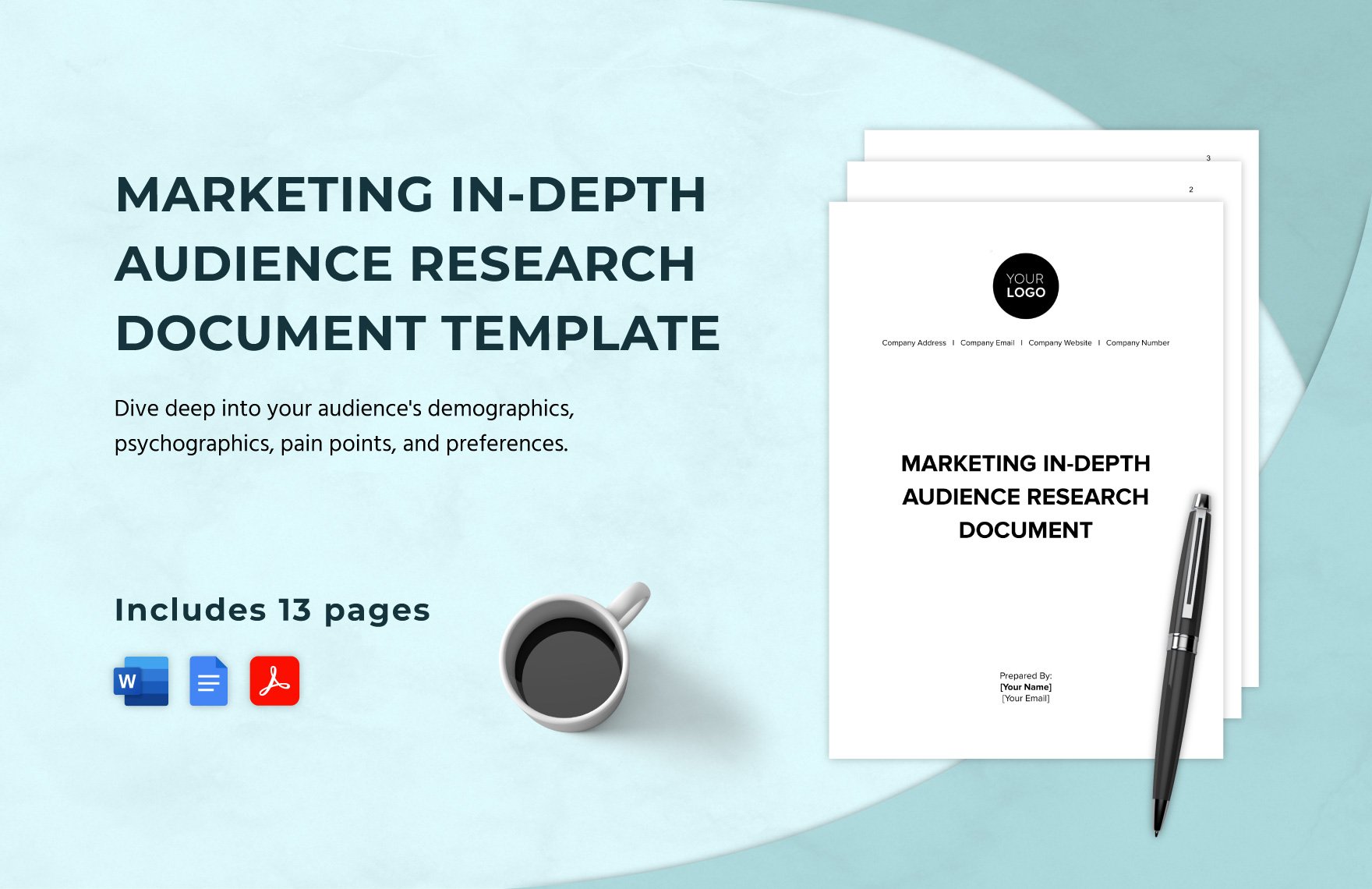 Marketing In-depth Audience Research Document Template in Word, Google Docs, PDF