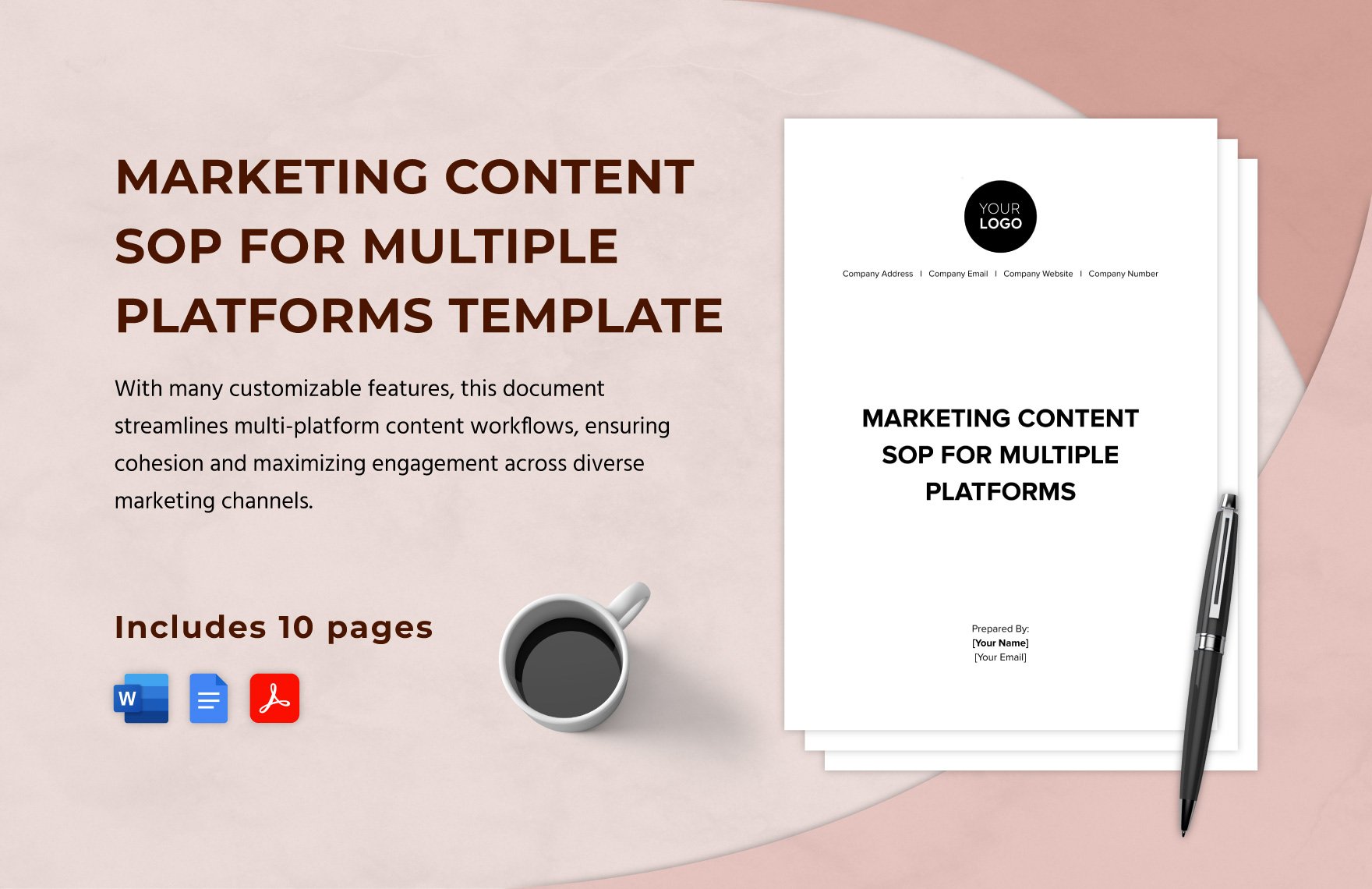 Marketing Content SOP for Multiple Platforms Template in Word, Google Docs, PDF