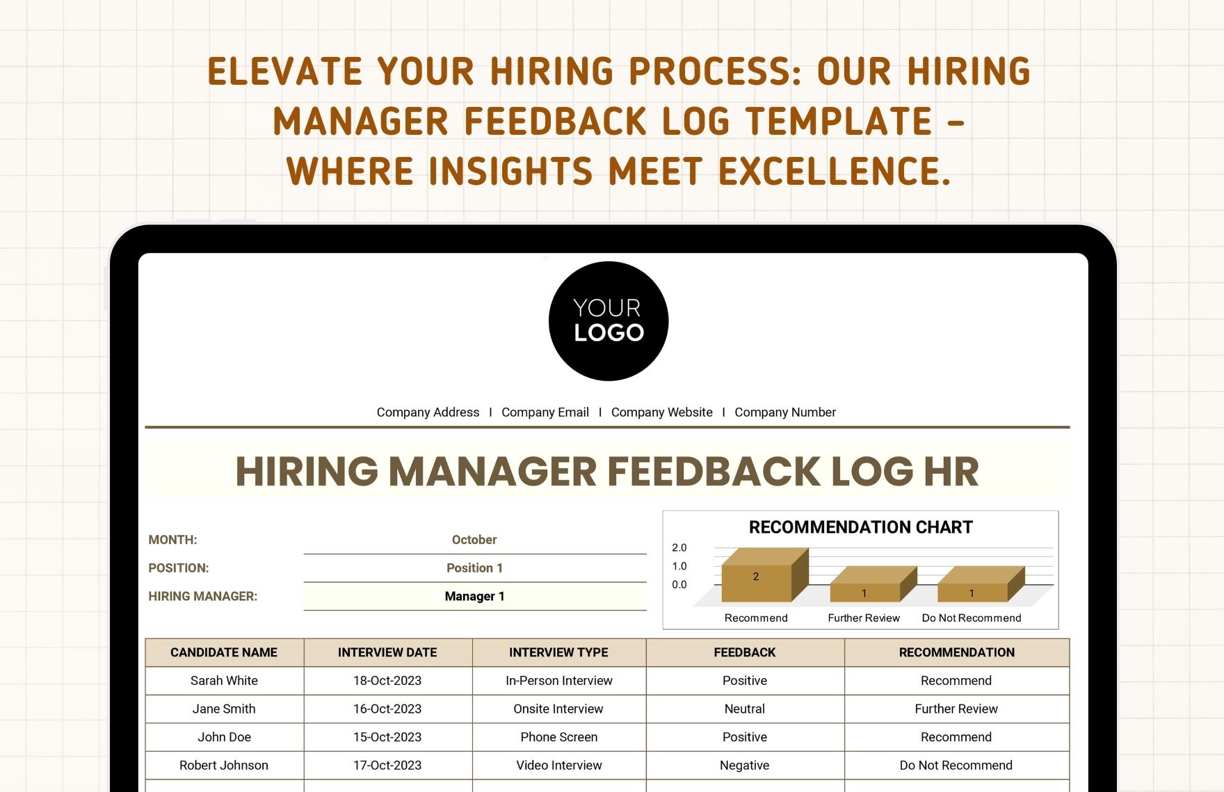 Hiring Manager Feedback Log HR Template