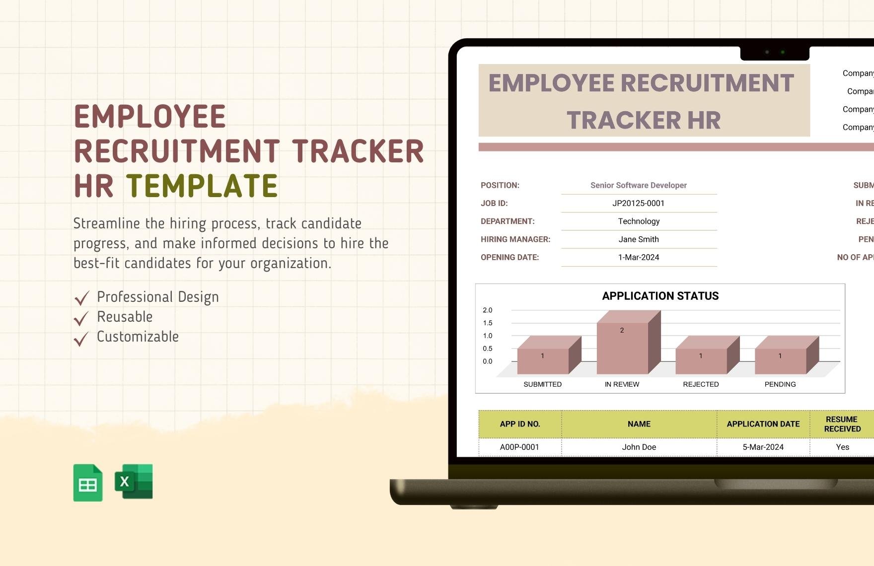 Employee Recruitment Tracker HR Template