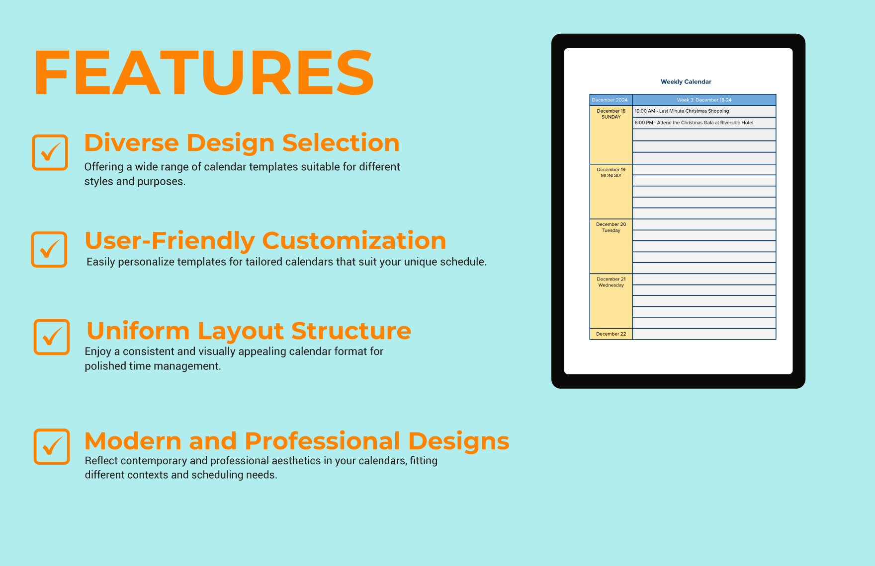 Free Weekly Calendar Template - Download in Word, Google Docs, PDF ...