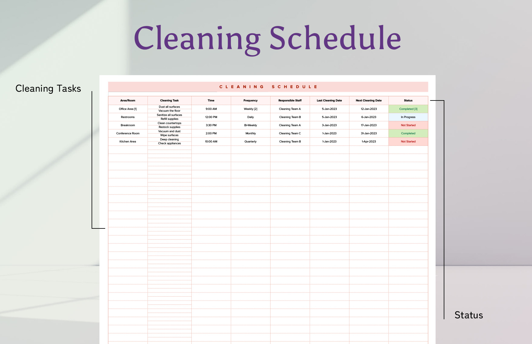  Cleaning Schedule Template