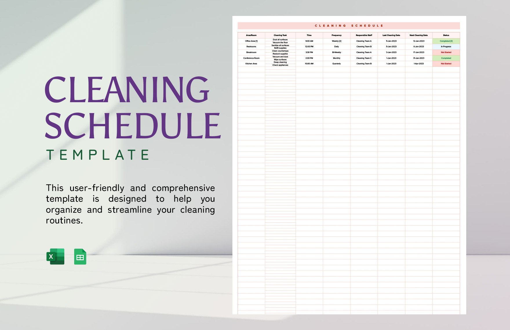 Free  Cleaning Schedule Template