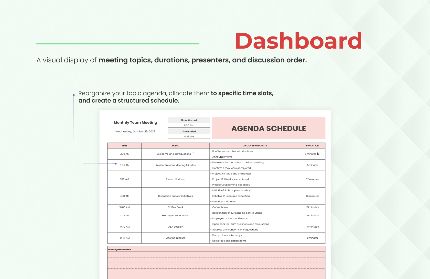 Agenda Schedule Template