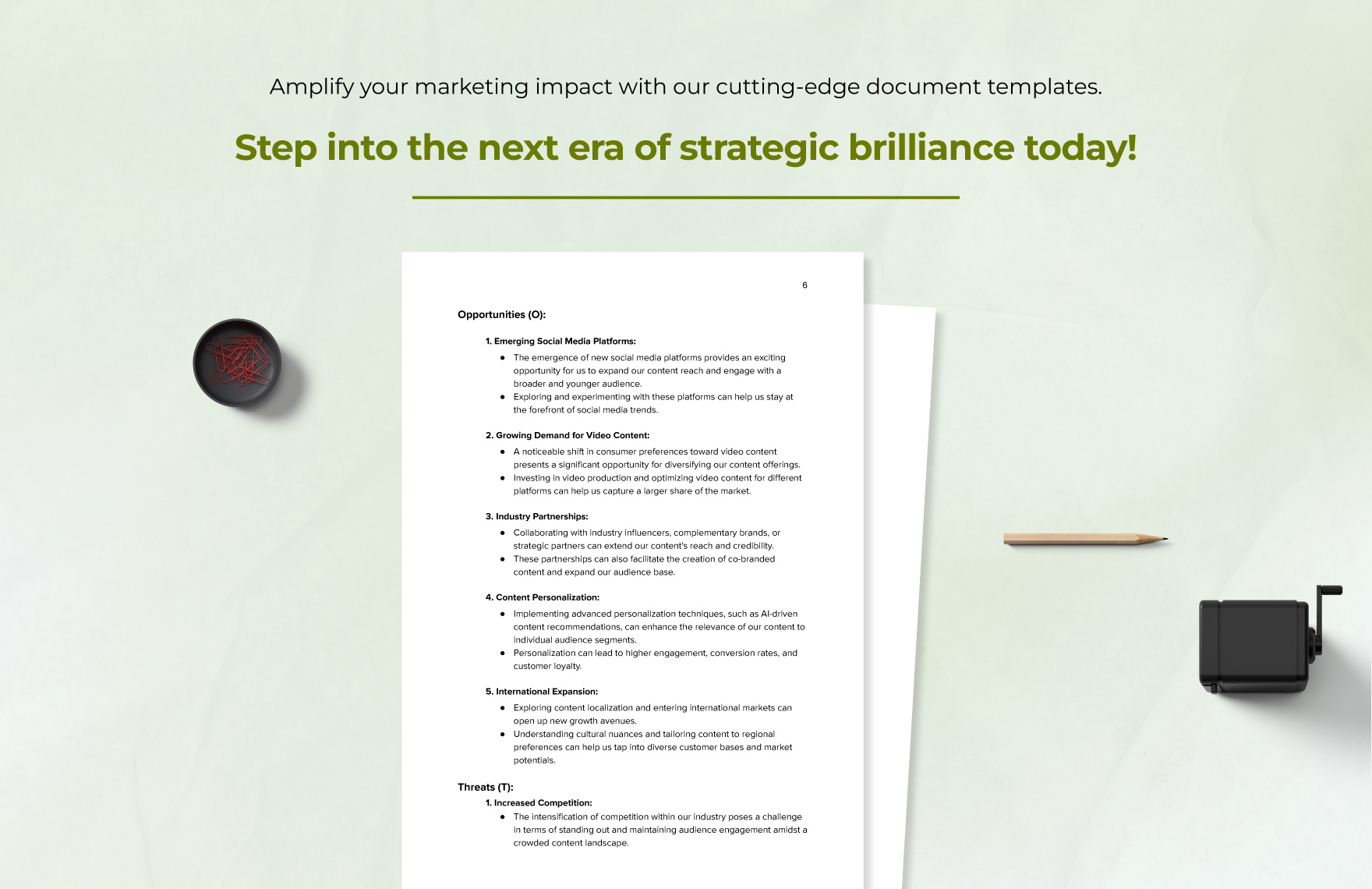Marketing Content SWOT Analysis Template