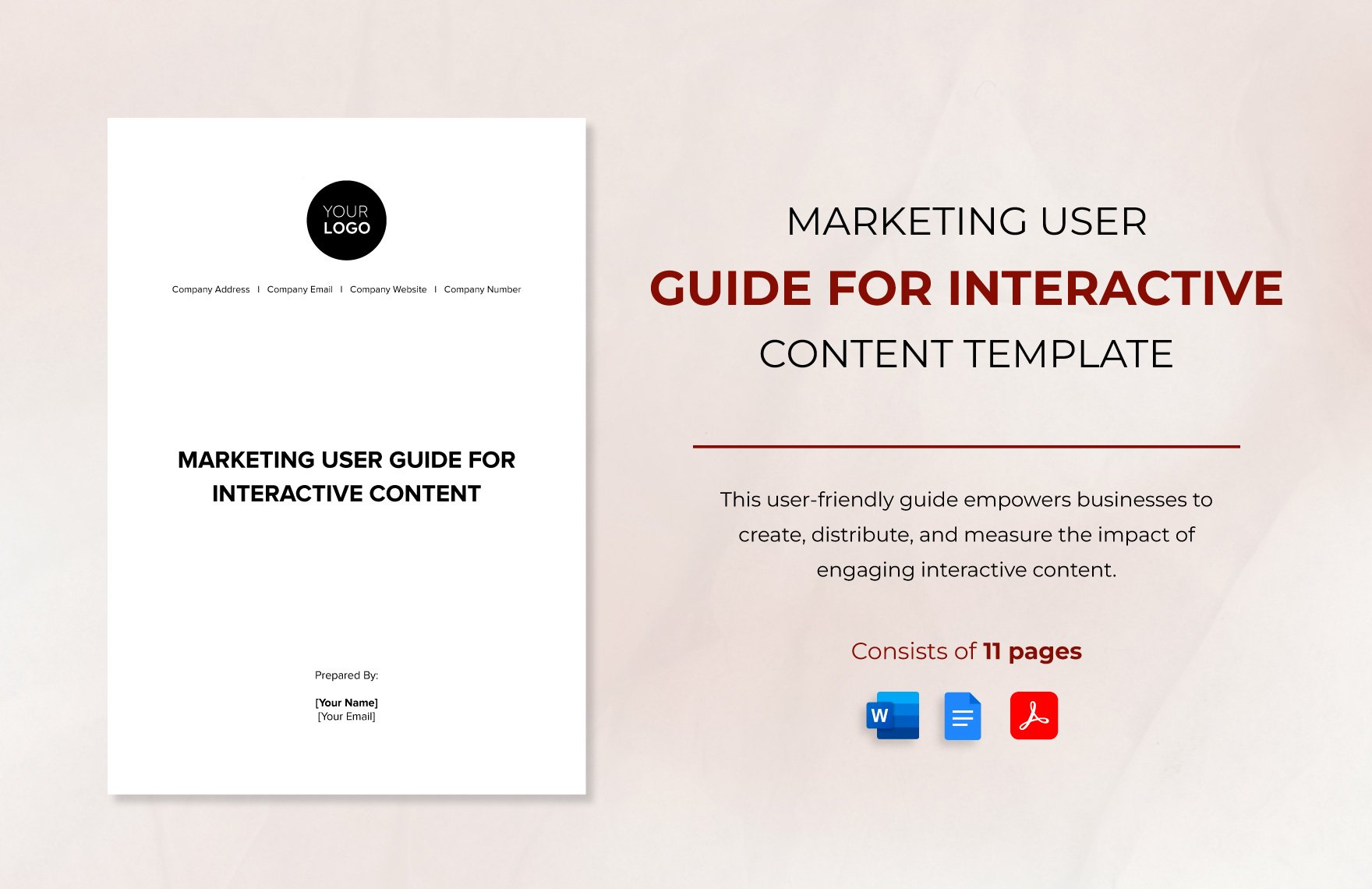 Marketing User Guide for Interactive Content Template in Word, Google Docs, PDF