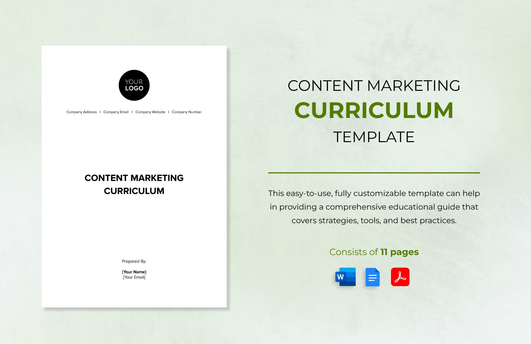 Content Marketing Curriculum Template in Word, Google Docs, PDF