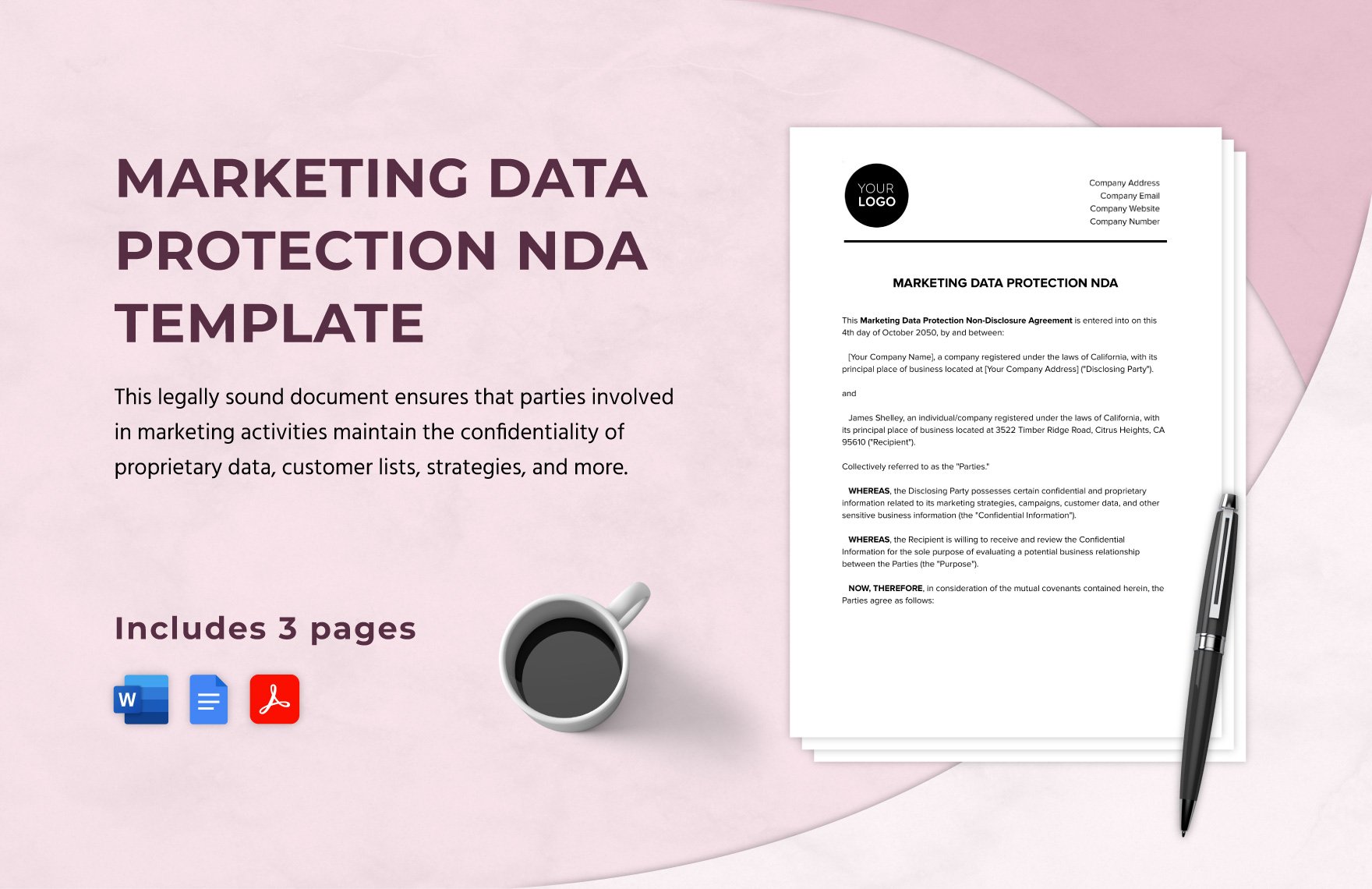 Marketing Data Protection NDA Template in Word, Google Docs, PDF