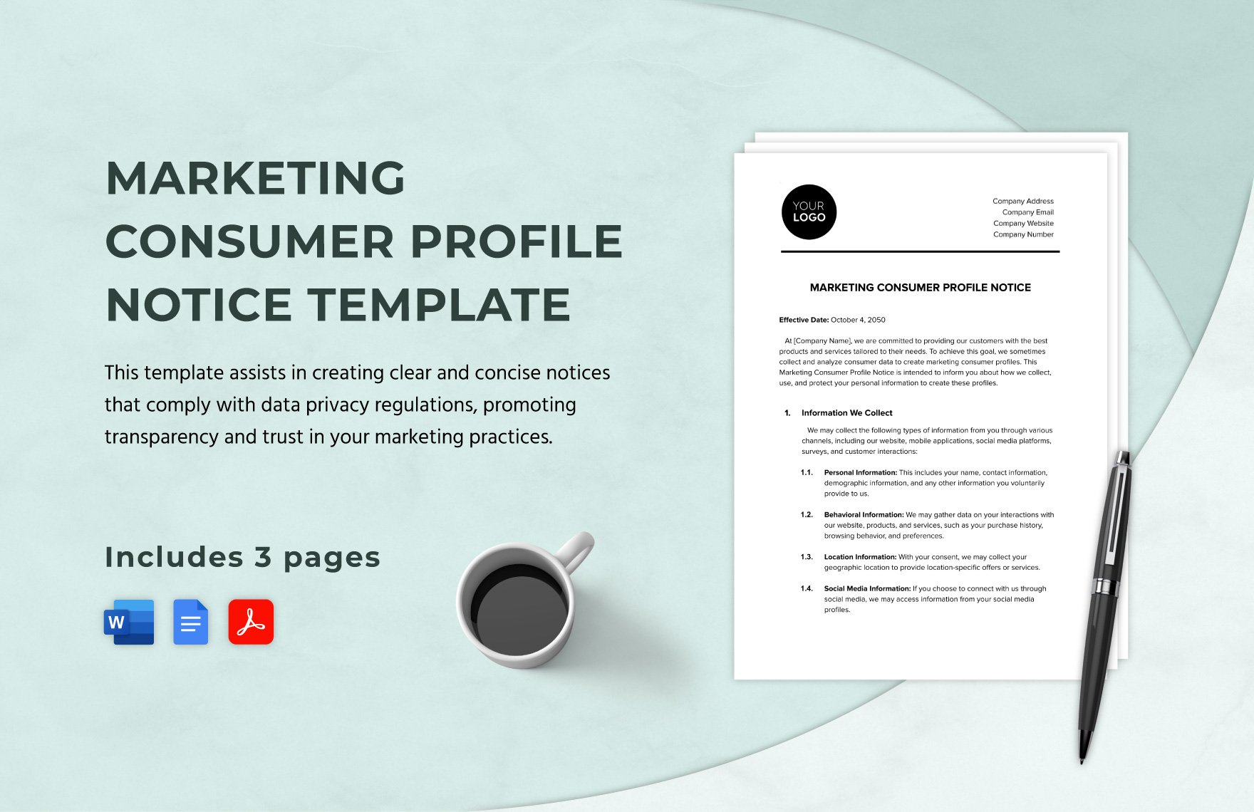 Marketing Consumer Profile Notice Template in Word, Google Docs, PDF