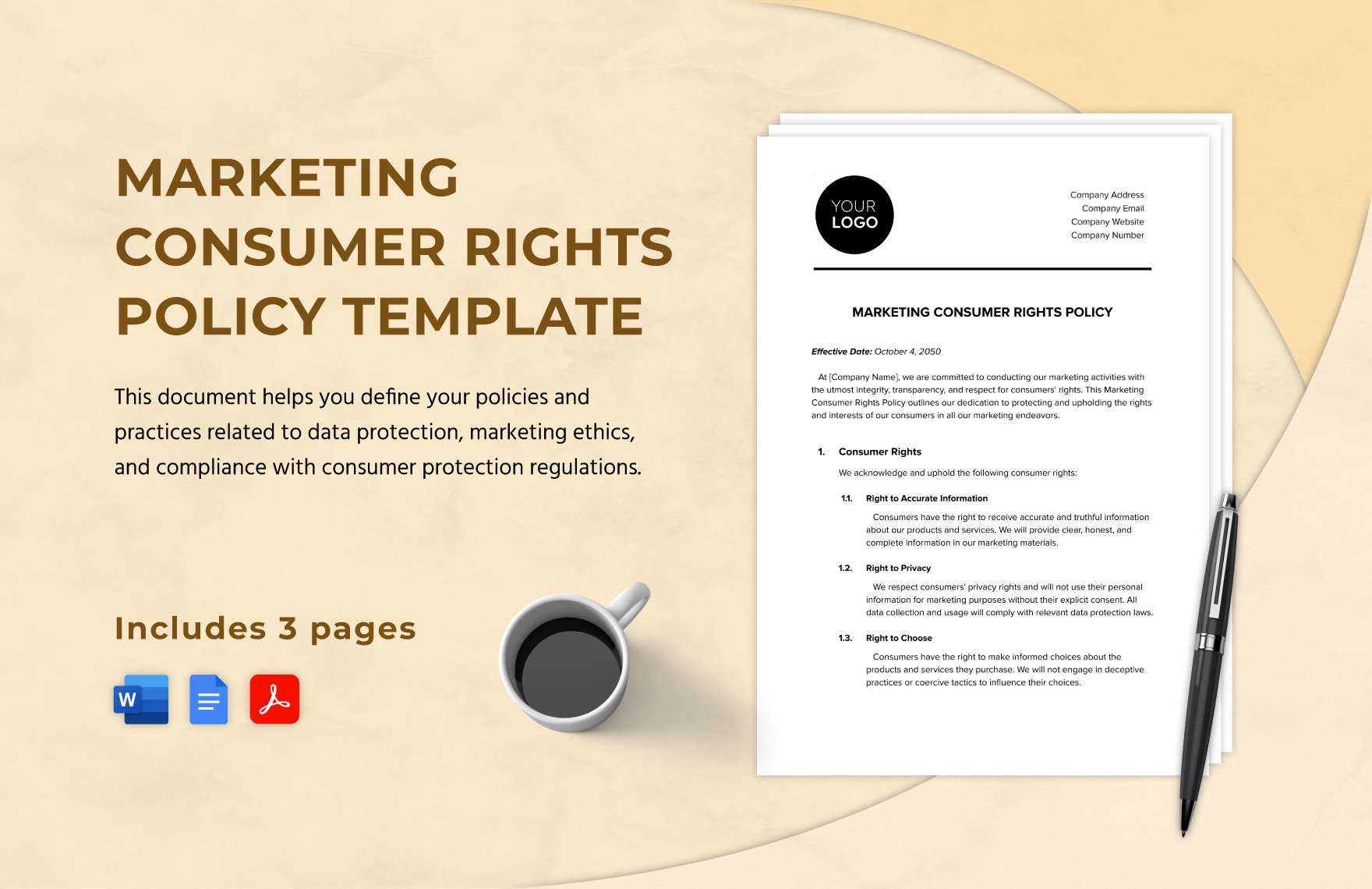 Marketing Consumer Rights Policy Template in Word, Google Docs, PDF