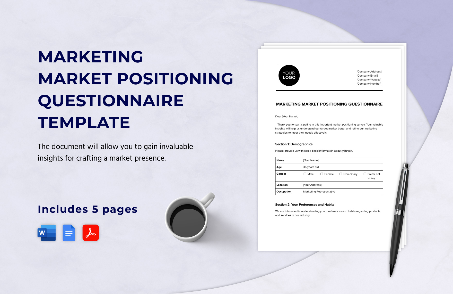 Marketing Market Positioning Questionnaire Template in Word, Google Docs, PDF