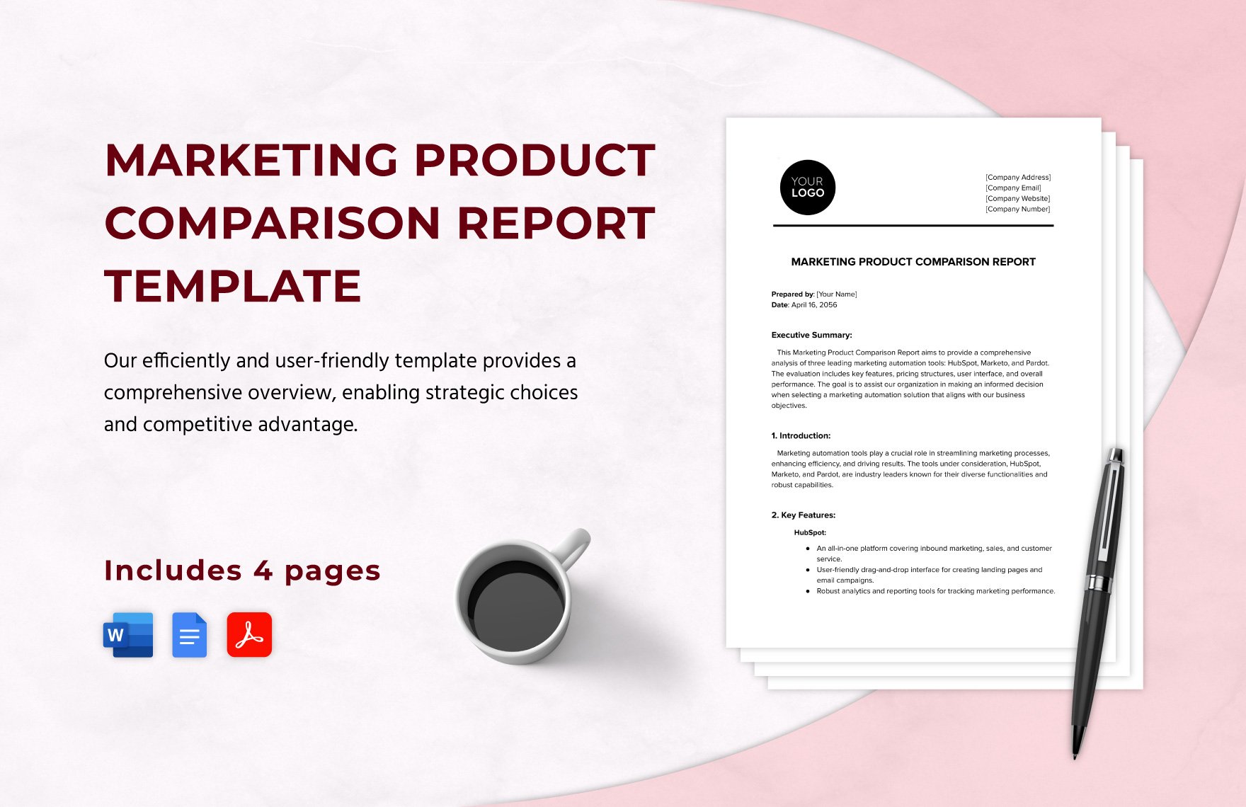 Marketing Product Comparison Report Template in Word, Google Docs, PDF