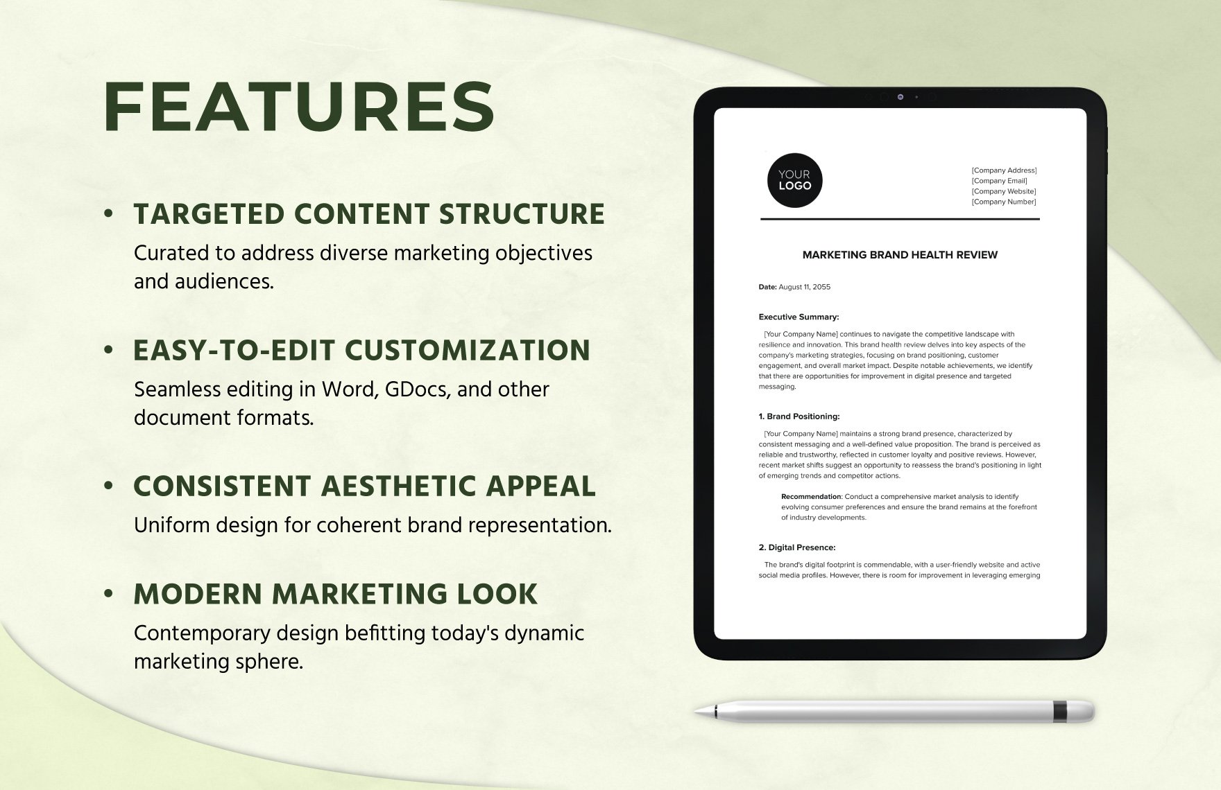 Marketing Brand Health Review Template