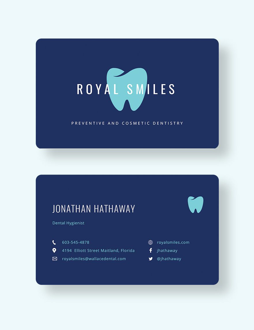 Free Modern Dentist Business Card Template