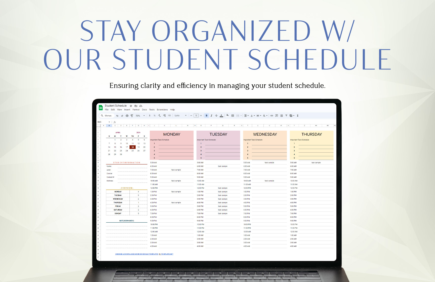 Student Schedule Template