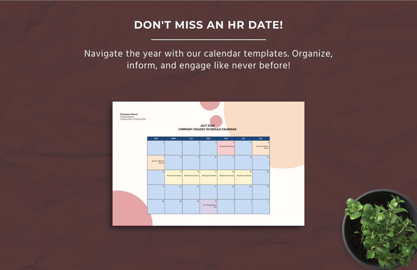 Company Holiday Schedule Calendar Template Download in Word