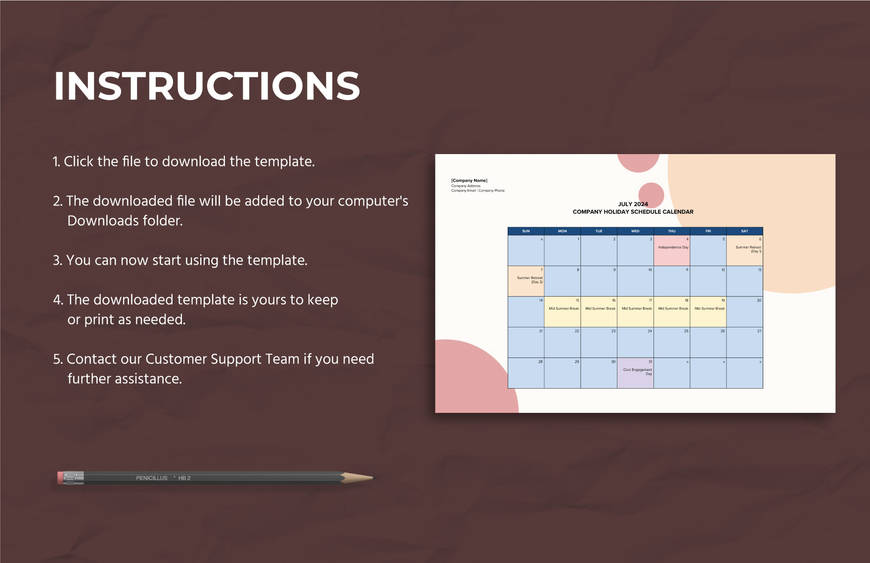 Company Holiday Schedule Calendar Template Download in Word, Google