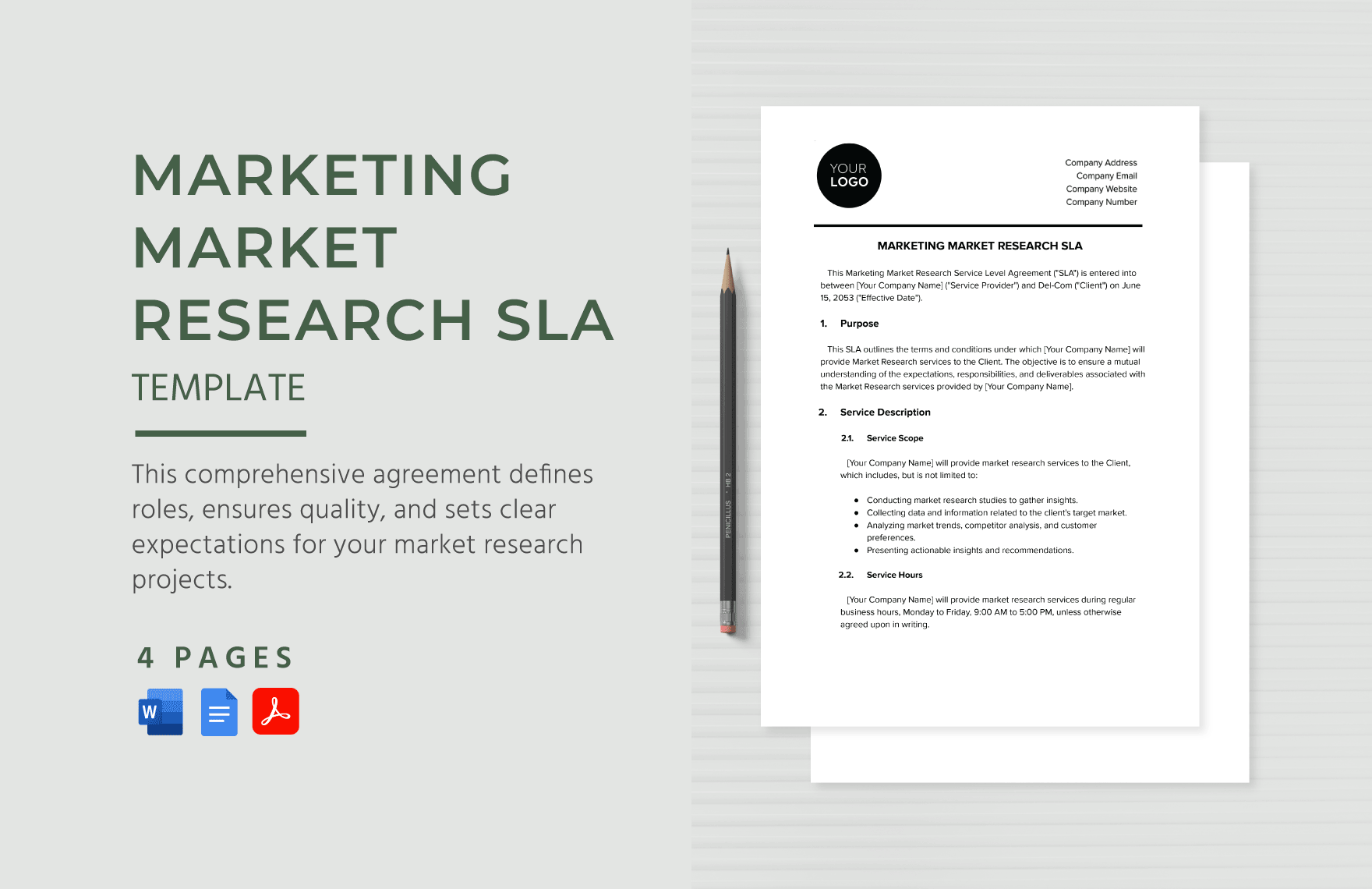 Marketing Market Research SLA Template
