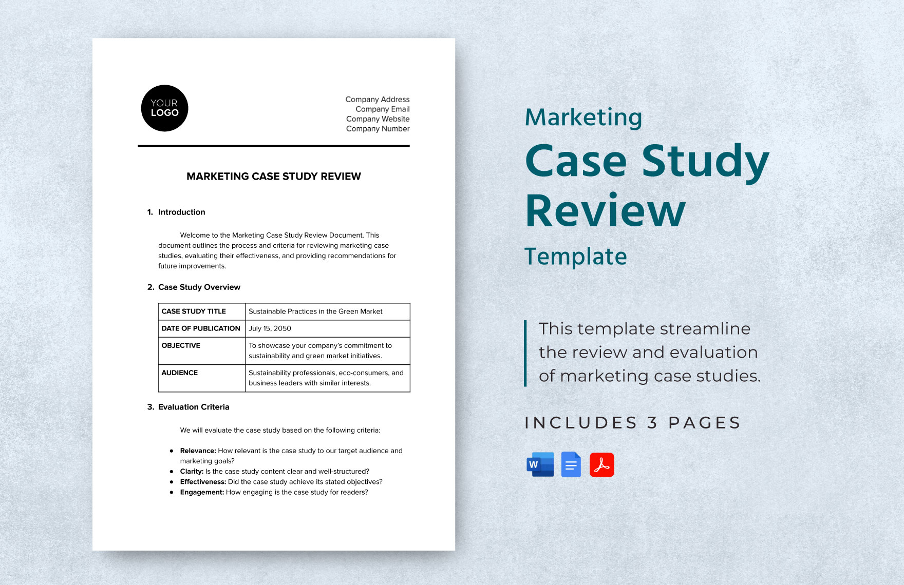 Marketing Case Study Review Template