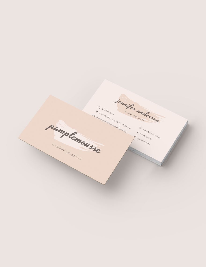 Feminine Business Card Template in Word, Google Docs, Illustrator, PSD, Apple Pages, Publisher