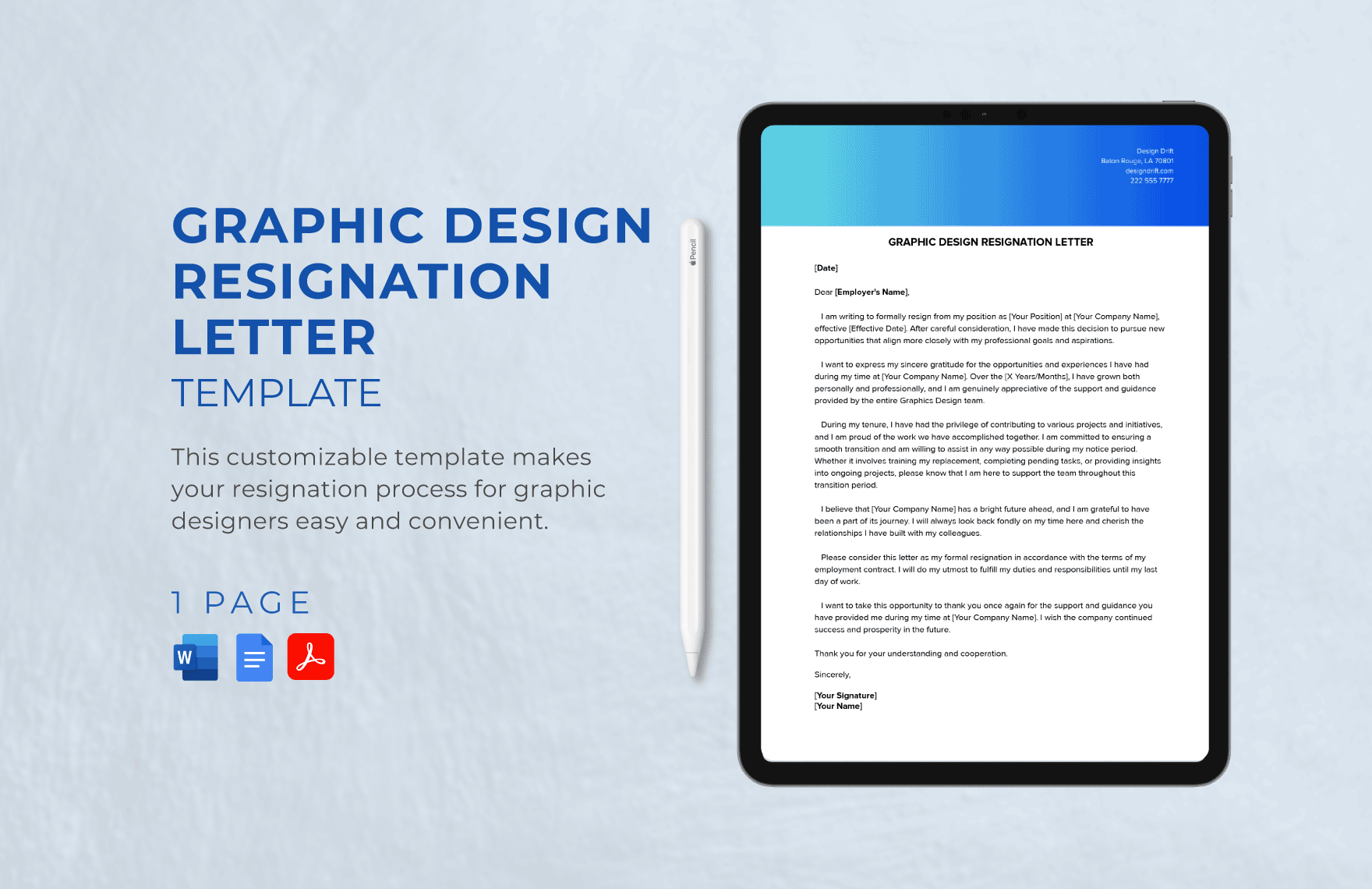 Graphic Design Resignation Letter Template