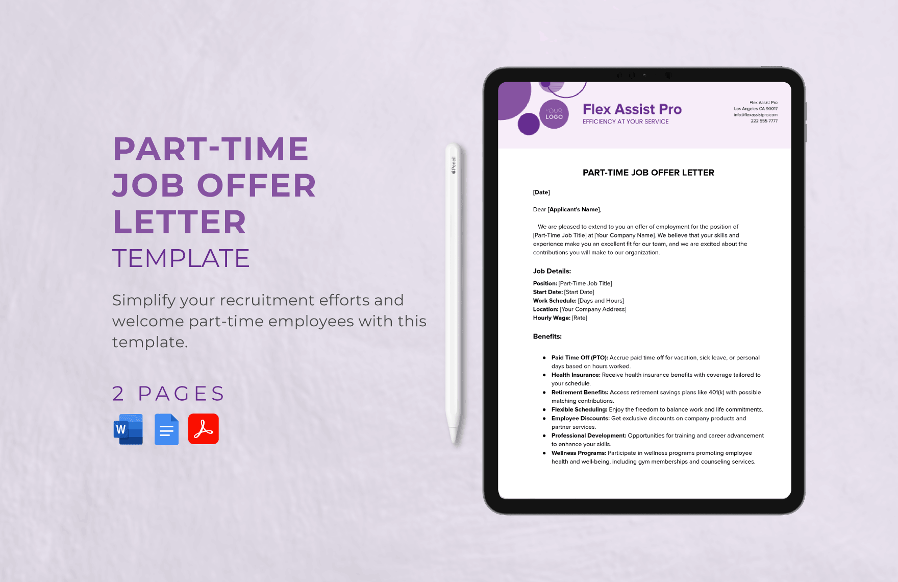 Part-Time Job Offer Letter Template