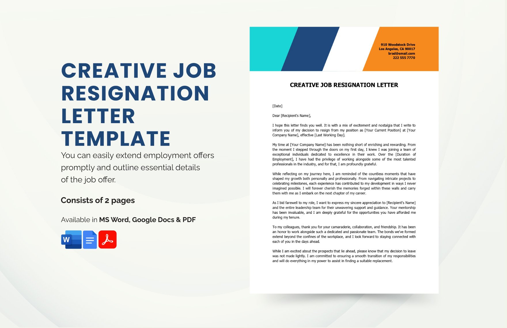 Creative Job Resignation Letter Template in Word, Google Docs, PDF