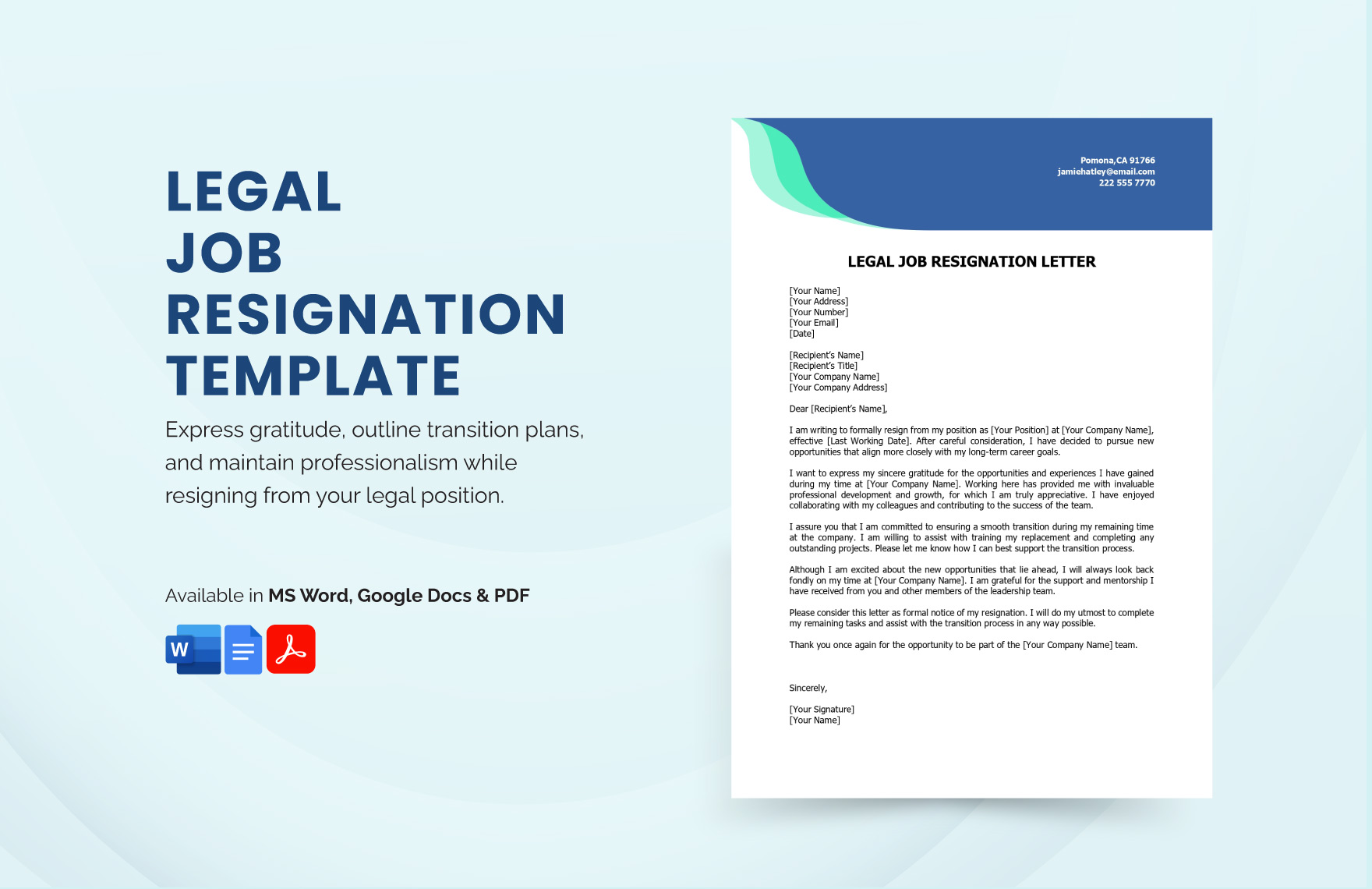 Legal Job Resignation Letter Template