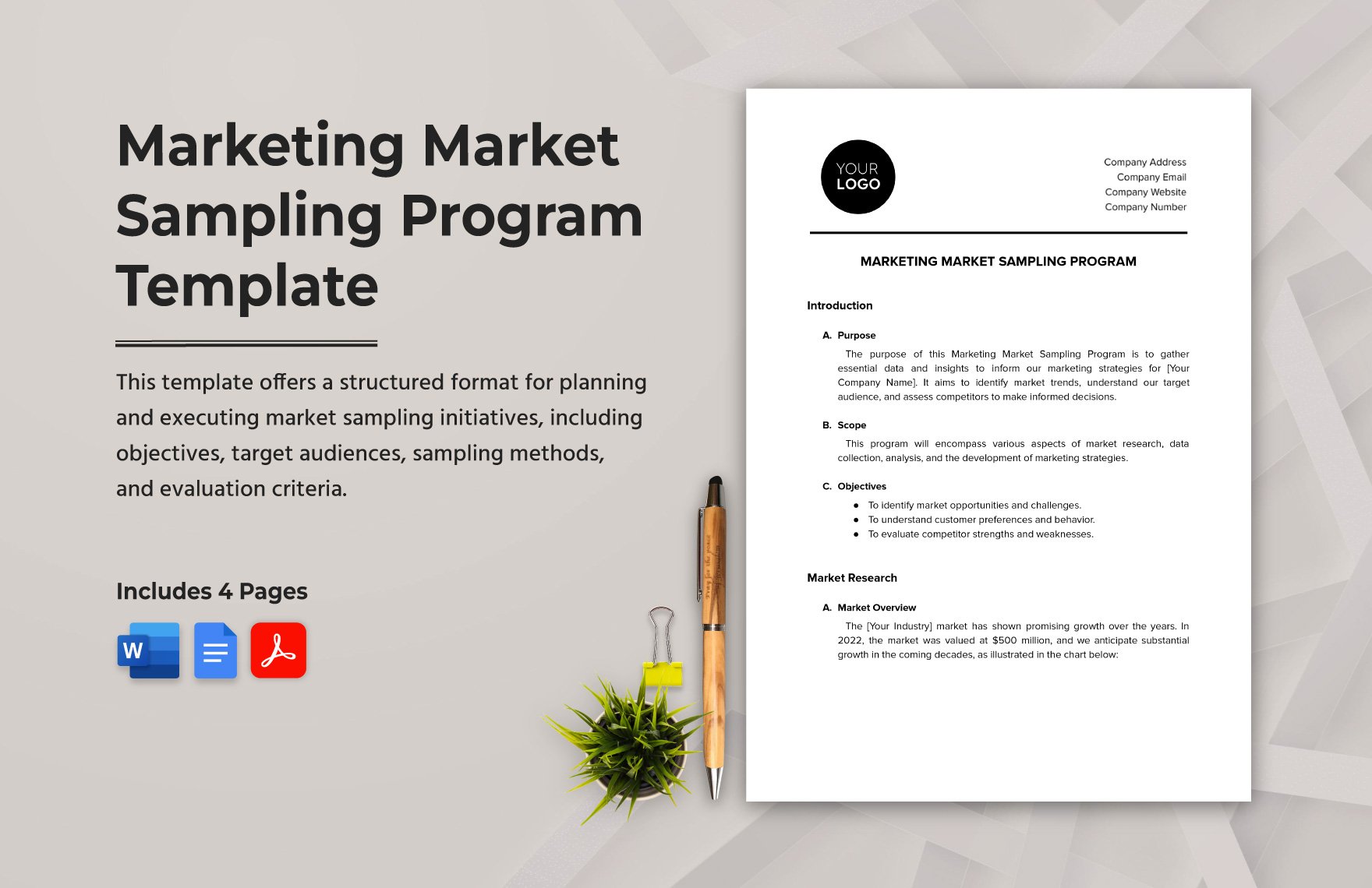 Marketing Market Sampling Program Template in Word, Google Docs, PDF