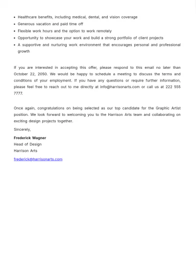 Free Creative Job Offer Letter  Template to Edit Online