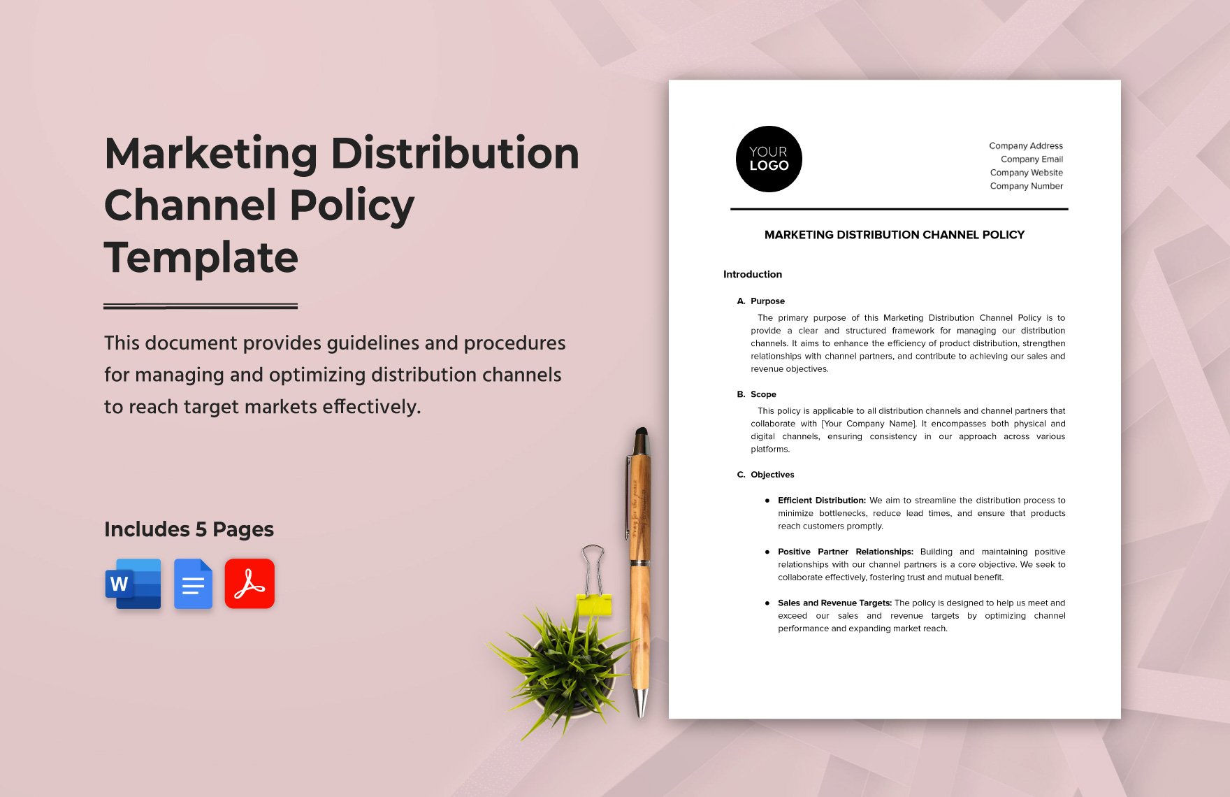 Marketing Distribution Channel Policy Template in Word, Google Docs, PDF