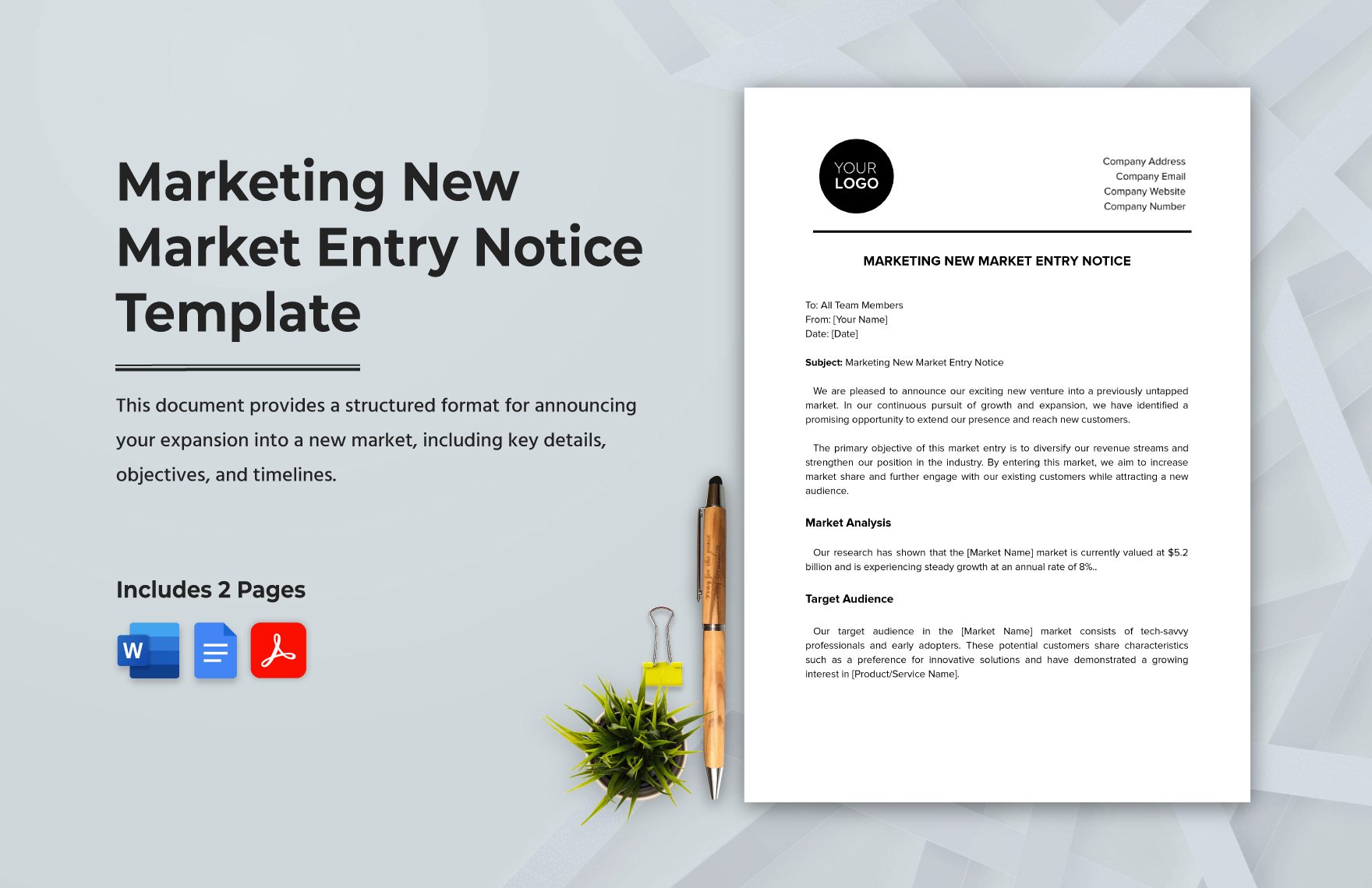 Marketing New Market Entry Notice Template in Word, Google Docs, PDF
