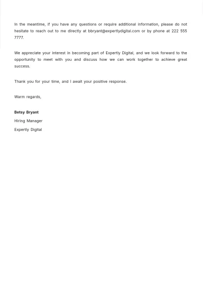 Free Web Developer Job Offer Letter  Template to Edit Online