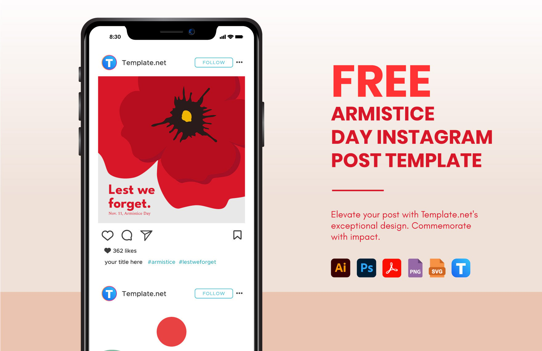 Free Armistice Day Instagram Post Template in PDF, Illustrator, PSD, SVG