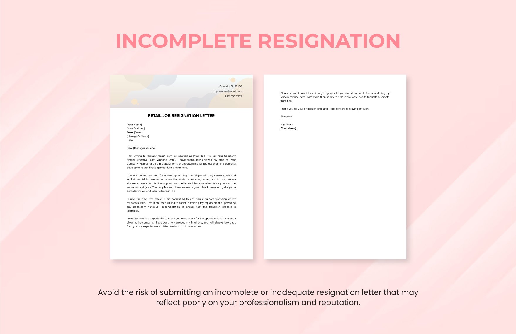 Retail Job Resignation Letter Template