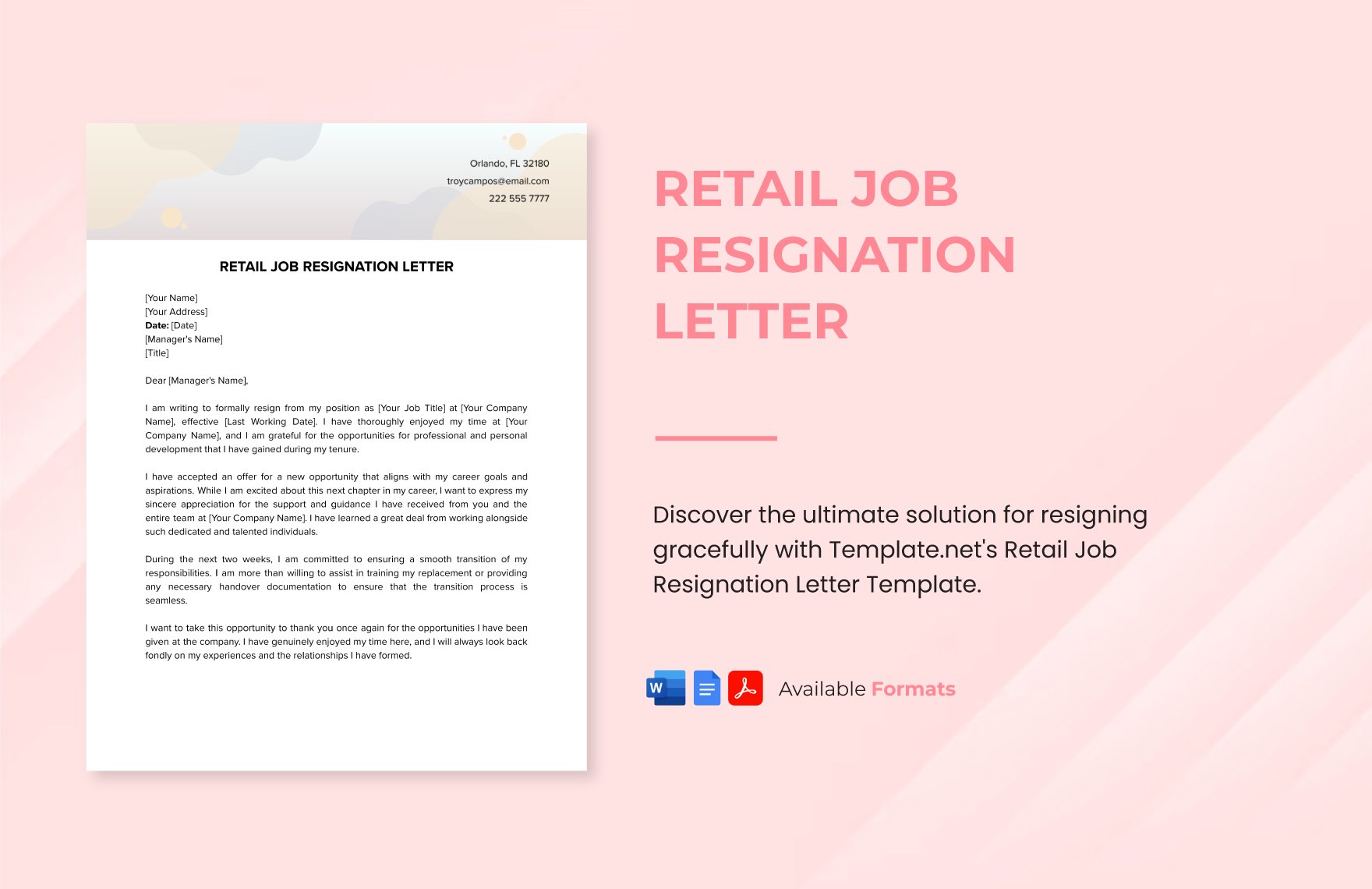 Retail Job Resignation Letter Template in Word, Google Docs, PDF