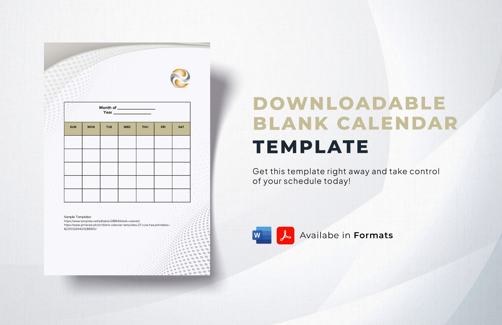 Free Downloadable Blank Calendar Template in Word, PDF