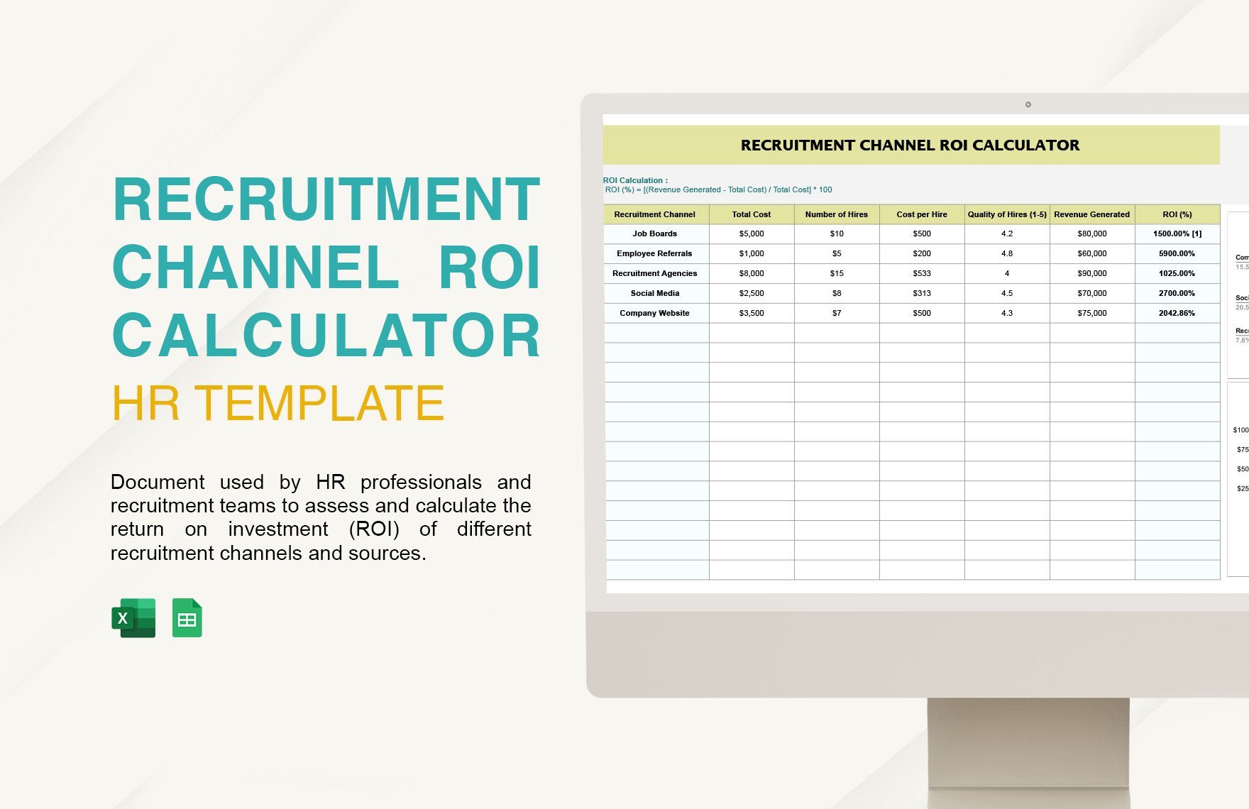 Recruitment Channel ROI Calculator HR Template