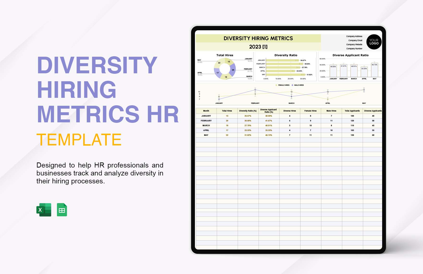 Diversity Hiring Metrics HR Template