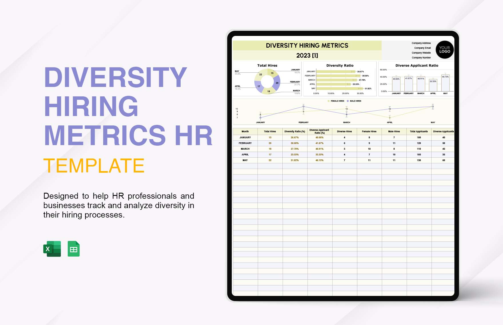 Diversity Hiring Metrics HR Template in Excel, Google Sheets - Download | Template.net