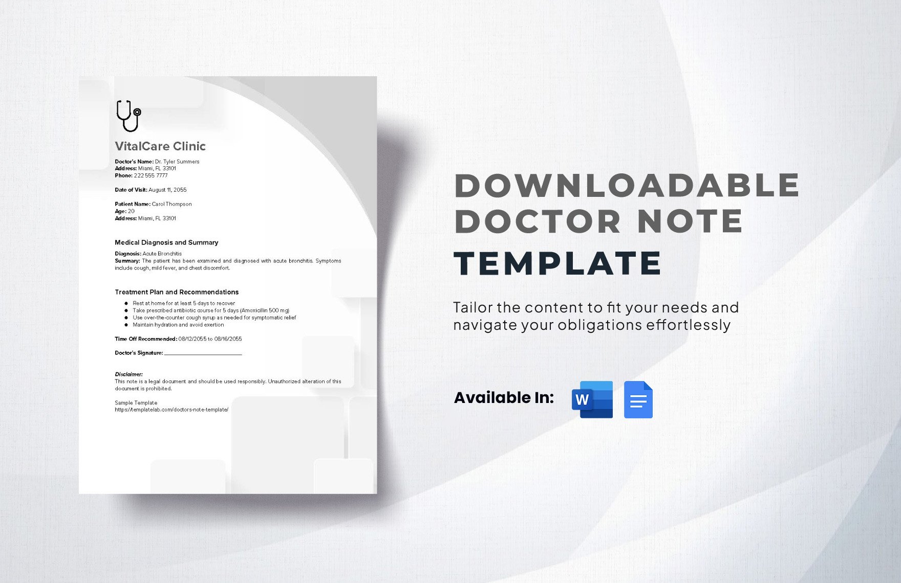 Downloadable Doctor Note Template