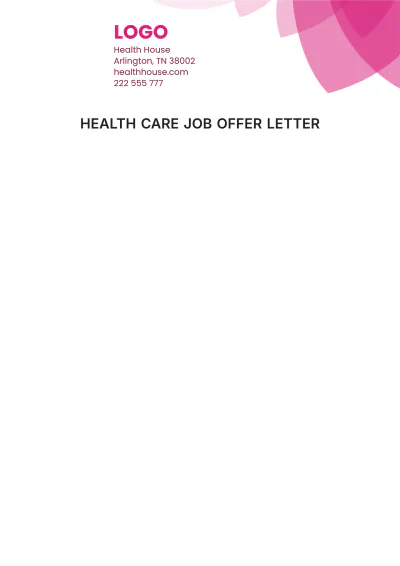 Free Healthcare Job Offer Letter  Template to Edit Online