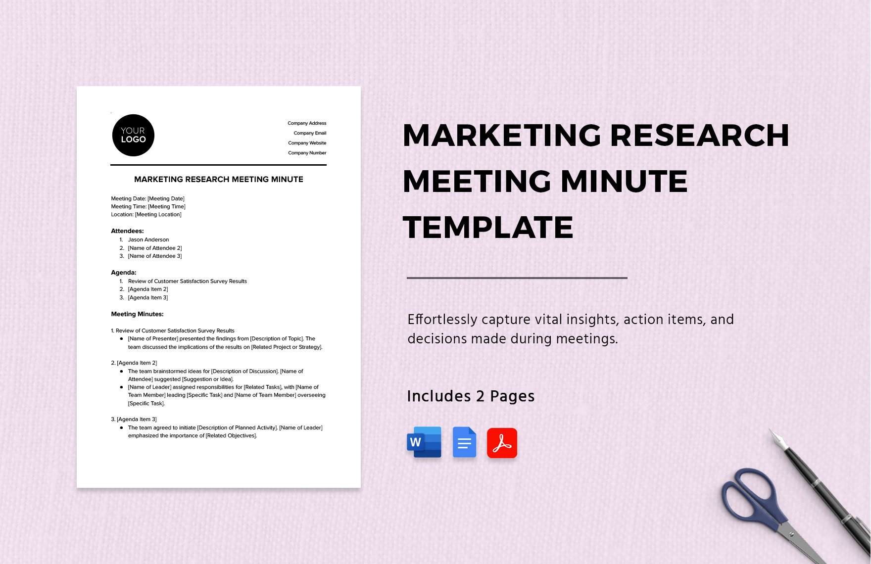 Marketing Research Meeting Minute Template in Word, Google Docs, PDF