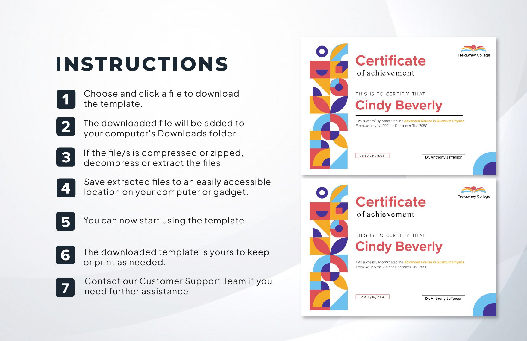 Downloadable Certificate Template