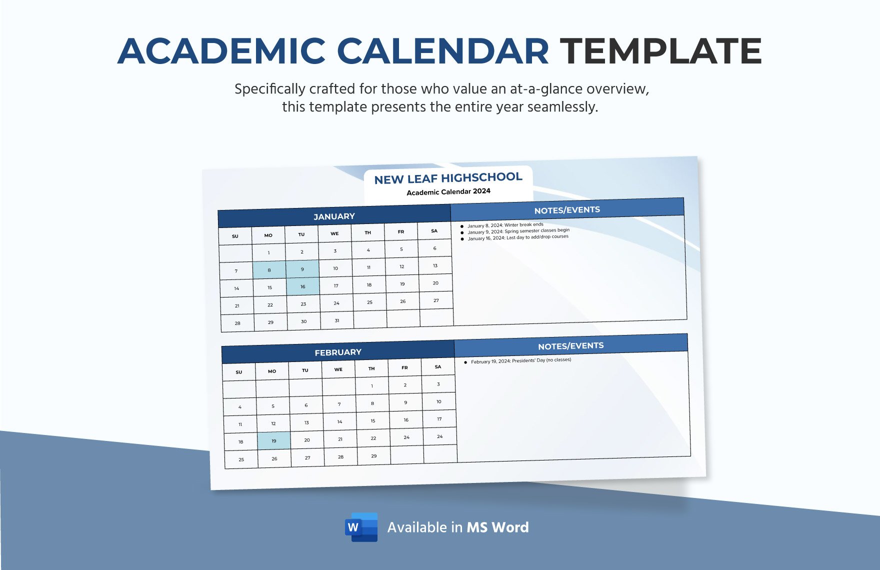 Free Academic Calendar Template in Word, PDF