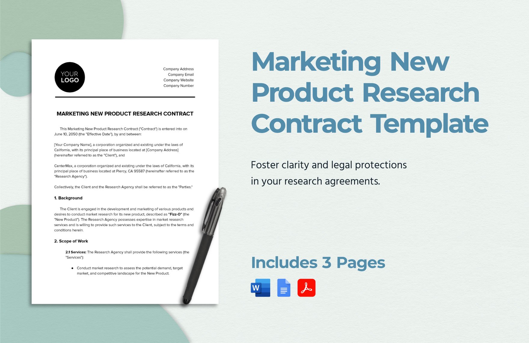 Marketing New Product Research Contract Template