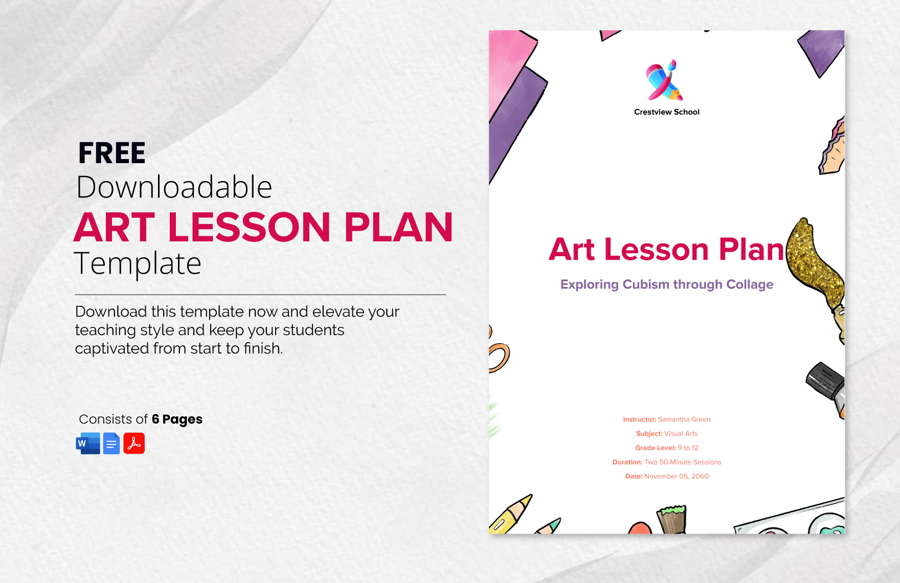 Downloadable Art Lesson Plan Template